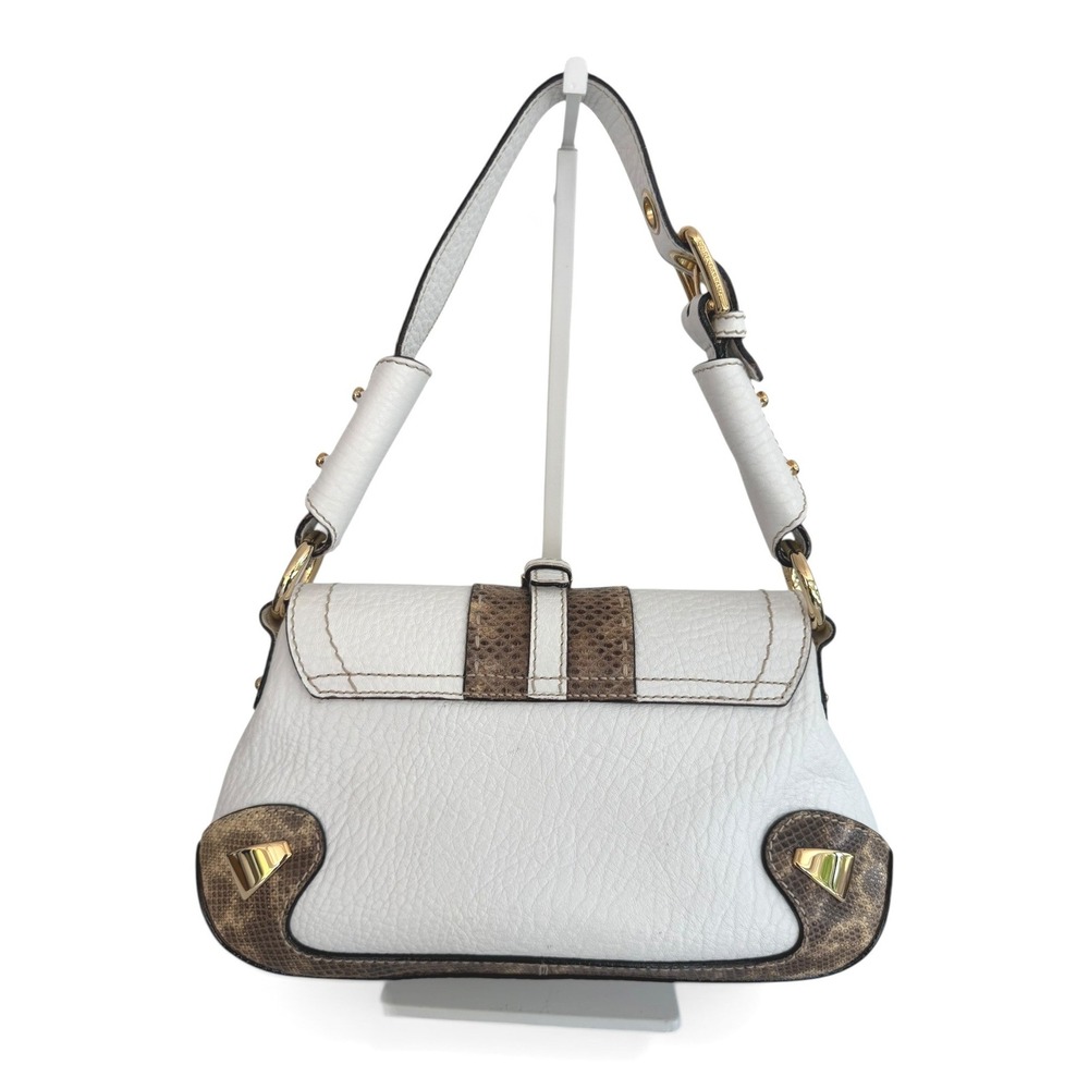 Dolce & Gabbana Vintage Y2K D-Ring Shoulder Bag White Leather & Python - Picture 2 of 13